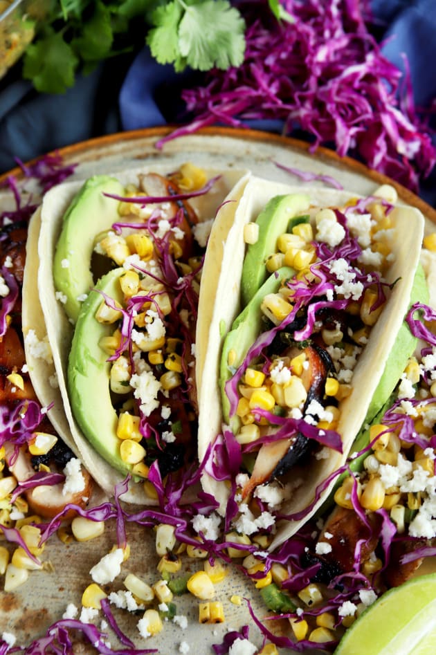 Chicken Avocado Tacos with Charred Cilantro Lime Corn Recipe - Food Fanatic