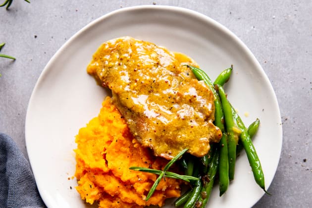 Pork chops and sweet potatoes store in instant pot