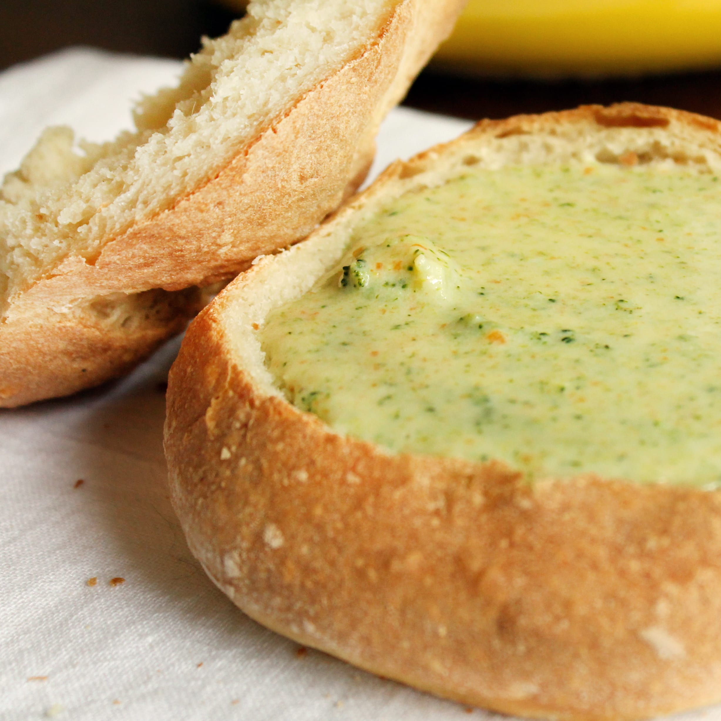 Homemade Sourdough Bread Bowls and Broccoli Cheese Soup