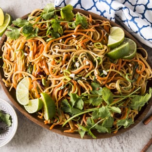 Thai peanut noodles with spiralized vegetables photo