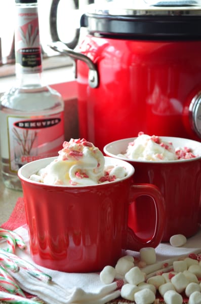 Boozy Peppermint Slow Cooker Hot Chocolate