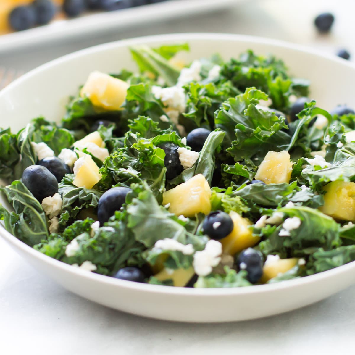 Kale Blueberry Pineapple Salad Recipe Food Fanatic