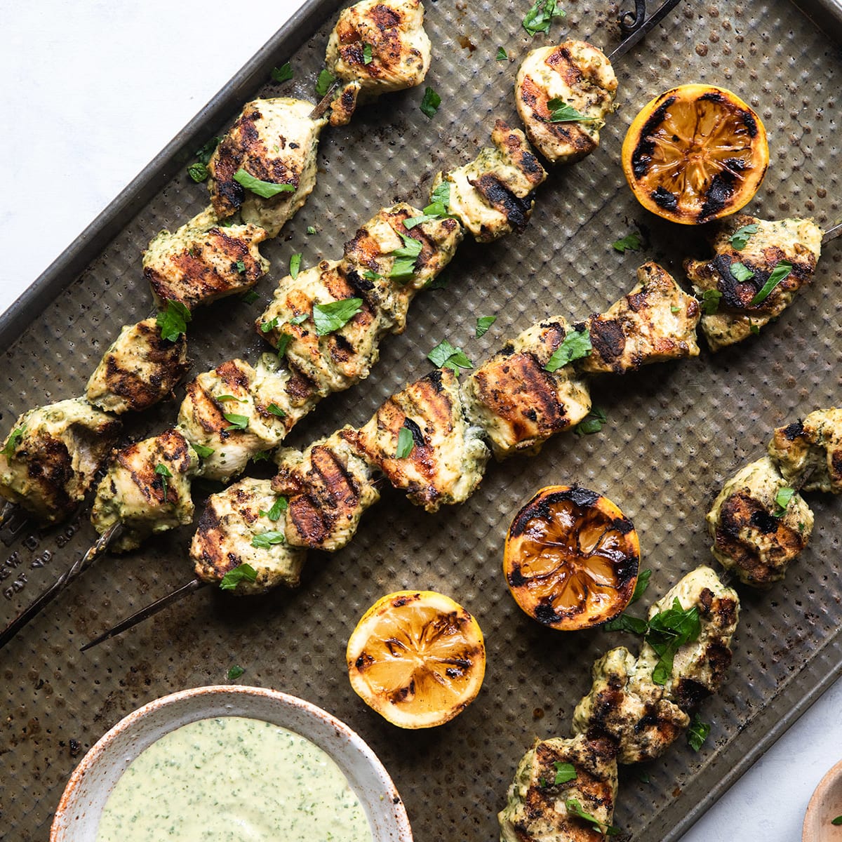 Grilled Herb Hummus Chicken Kebabs Recipe Food Fanatic