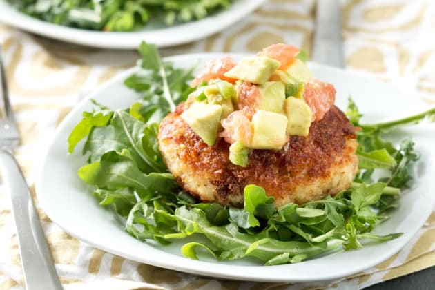 Crispy Crab Cakes with Avocado Grapefruit Salsa Photo