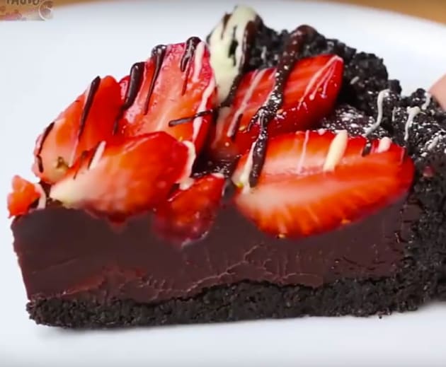 Slice of Chocolate Strawberry Tart