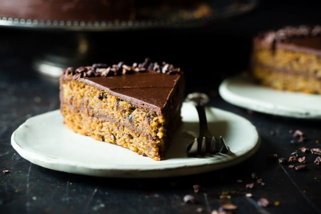 Paleo Banana Bread Cake with Chocolate Almond Ganache