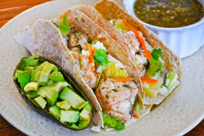 Jerk Fish Tacos with Pineapple Slaw