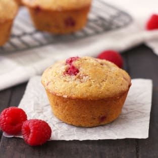 Raspberry lemon corn muffins photo