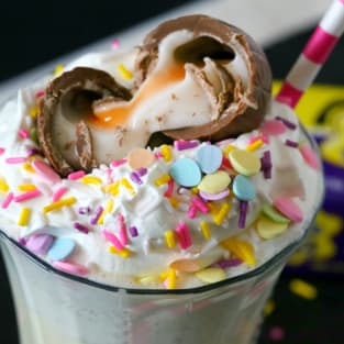 Boozy cadbury creme egg milkshake photo