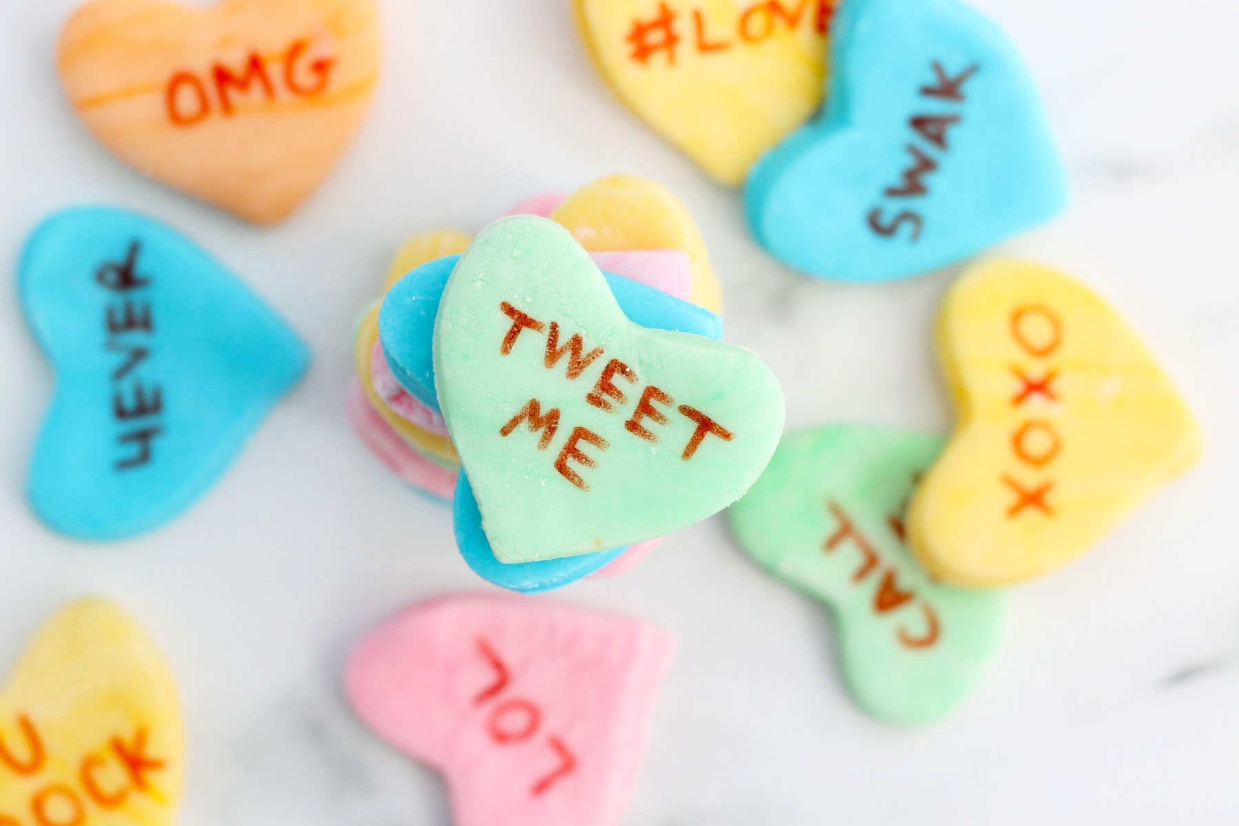 How to make homemade conversation hearts candy for Valentine's Day.