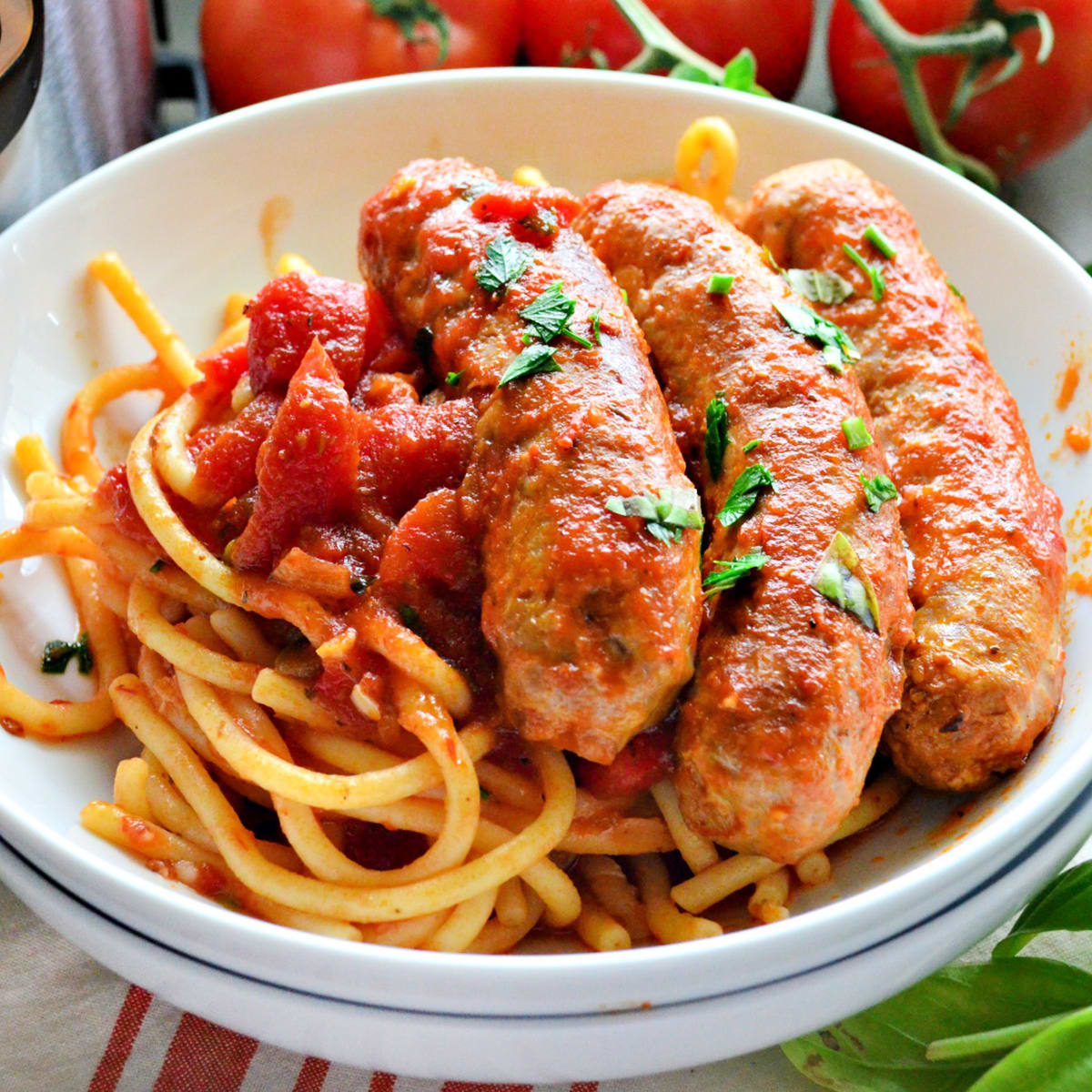 Slow Cooker Sausage and Peppers - Katie's Cucina