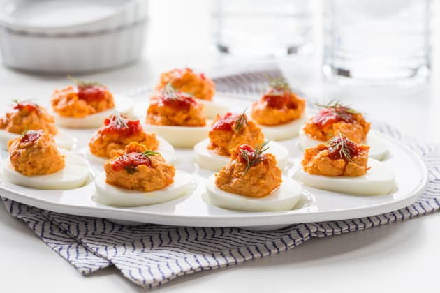 Harissa Goat Cheese Deviled Eggs Photo