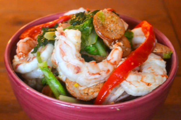 Cajun Sausage Shrimp and Greens Picture