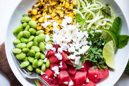 Summer Maple Lime Watermelon Zoodle Bowl