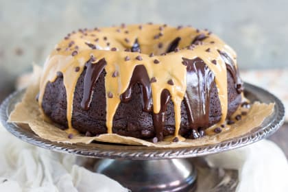 Dark Chocolate Peanut Butter Bundt Cake