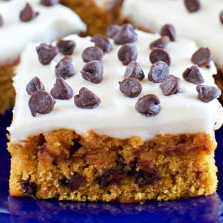 Pumpkin bars with cream cheese frosting photo