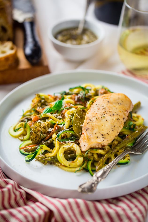 Slow Cooker Italian Chicken with Zucchini Noodles - Food Fanatic