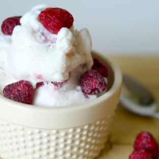 Gluten free raspberry vanilla ice cream photo