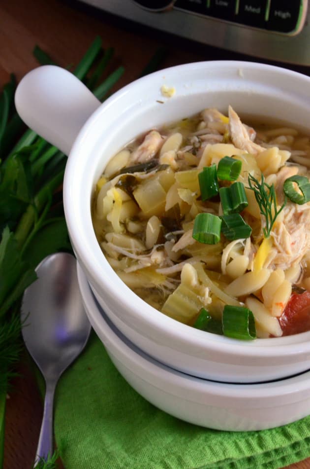 Lemon Chicken Orzo Soup for the Slow Cooker - Food Fanatic