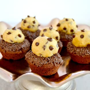 Chocolate chip cookie dough brownie cups photo