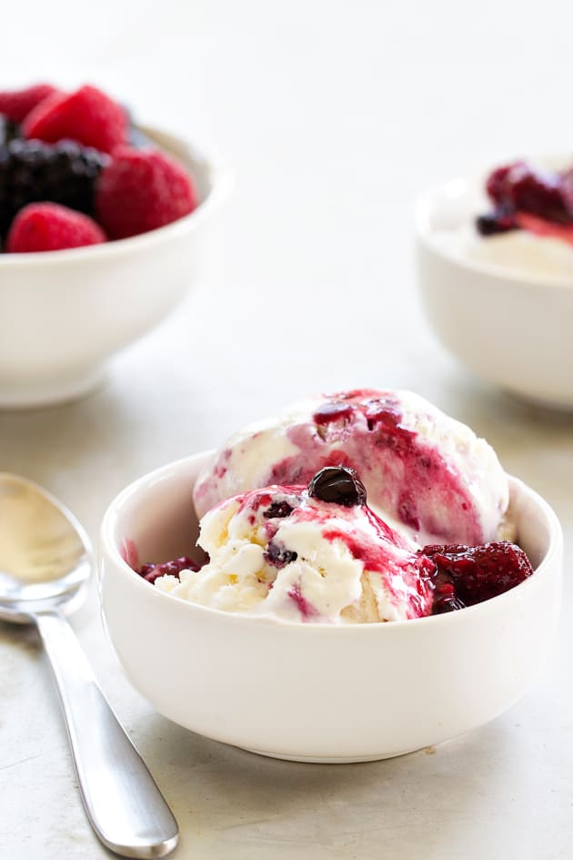 No Churn Roasted Berry Vanilla Bean Ice Cream Pic