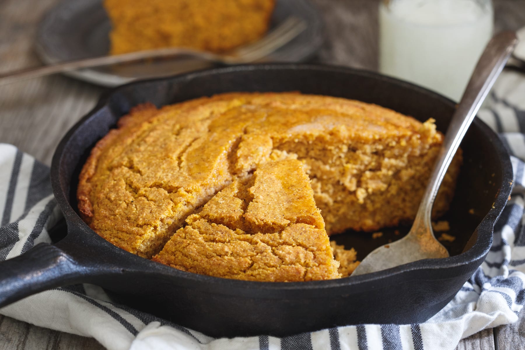 Pumpkin Cornbread Made in Cast Iron Skillet - Tender, Delicious Fall Fave!