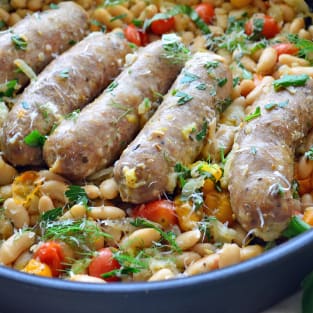 Italian sausage and white beans skillet photo
