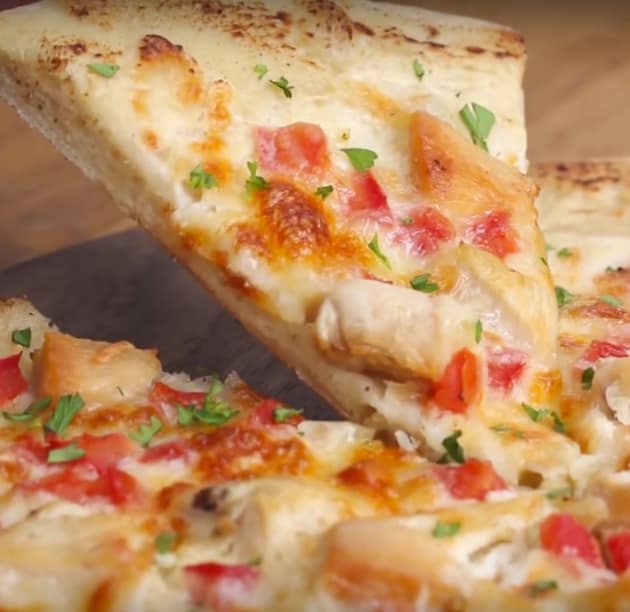 Making Chicken Alfredo Pizza