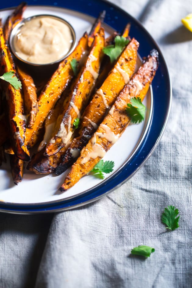 Maple Tahini Grilled Sweet Potatoes Image