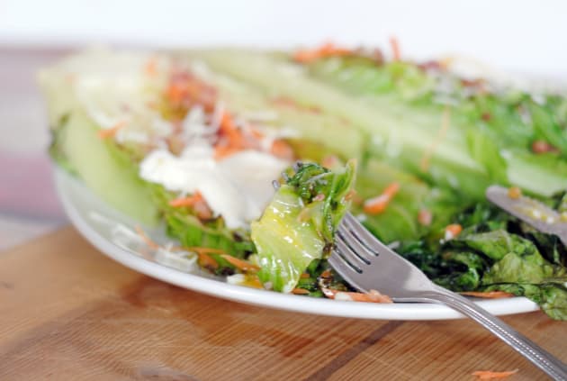 Grilled Romaine with Poached Eggs Image