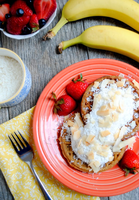 Triple Coconut Waffles by Peanut Butter Fingers