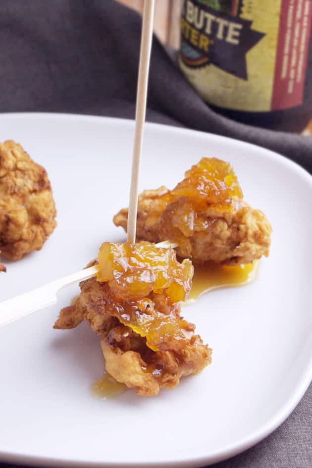 Popcorn Chicken with Pineapple Bourbon Sauce - Food Fanatic
