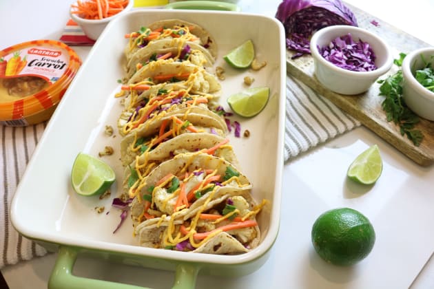 Cauliflower Tacos with Sriracha Carrot Hummus Photo