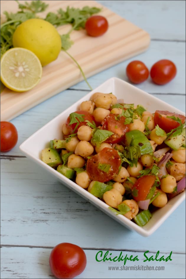 Chickpea Salad Recipe Indian Chickpea Salad By Sharmi S Kitchen