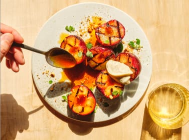 Grilled Plums with Spiced Mascarpone Recipe