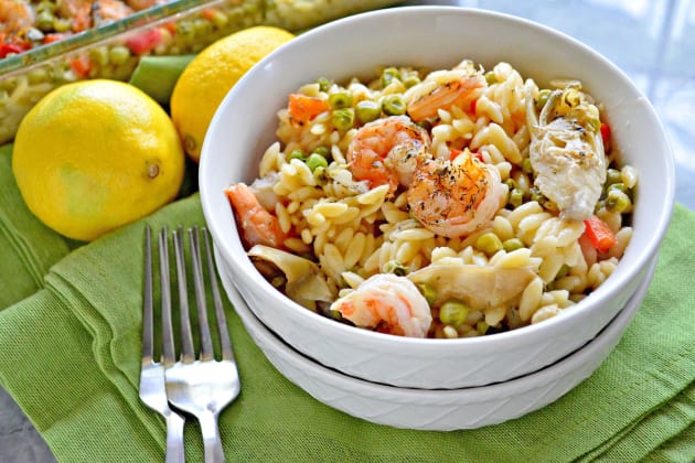 One Pan Lemon Artichoke & Shrimp Orzo Photo