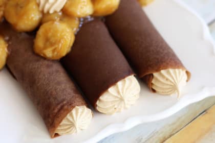 Chocolate Crepes with Peanut Butter Marshmallow Filling