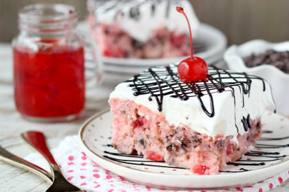 Cherry Chocolate Chip Poke Cake