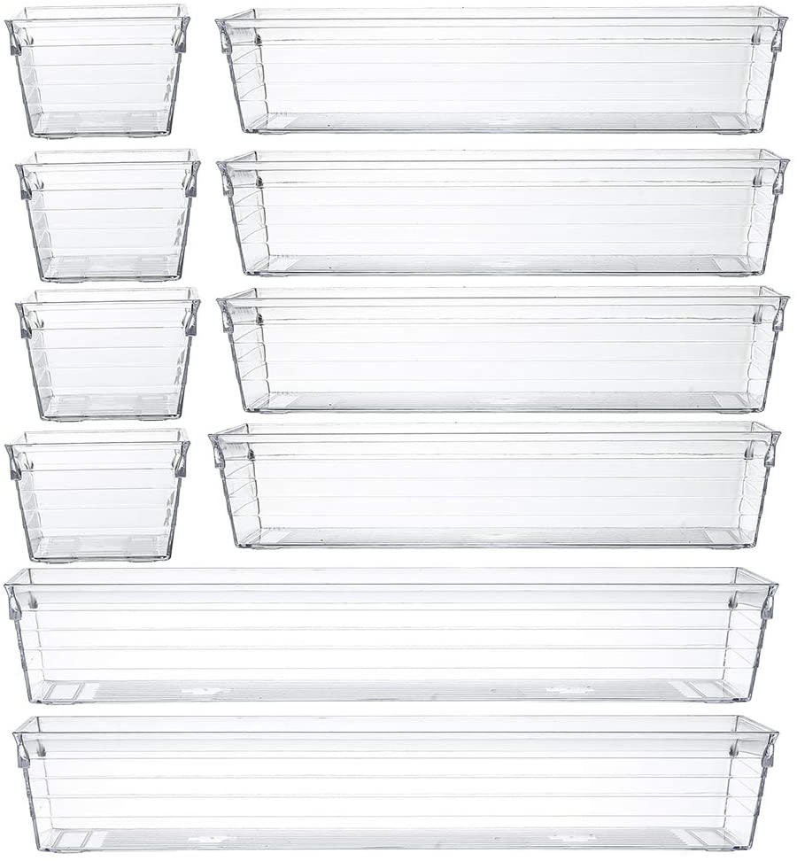 Clear drawer organizer trays set of 10