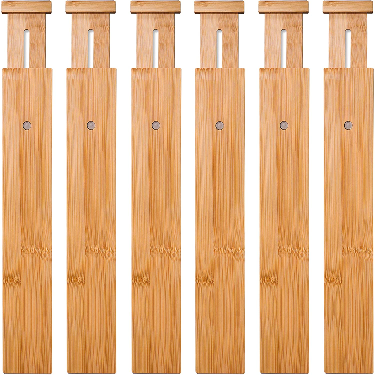 Bamboo wood drawer dividers set of 6
